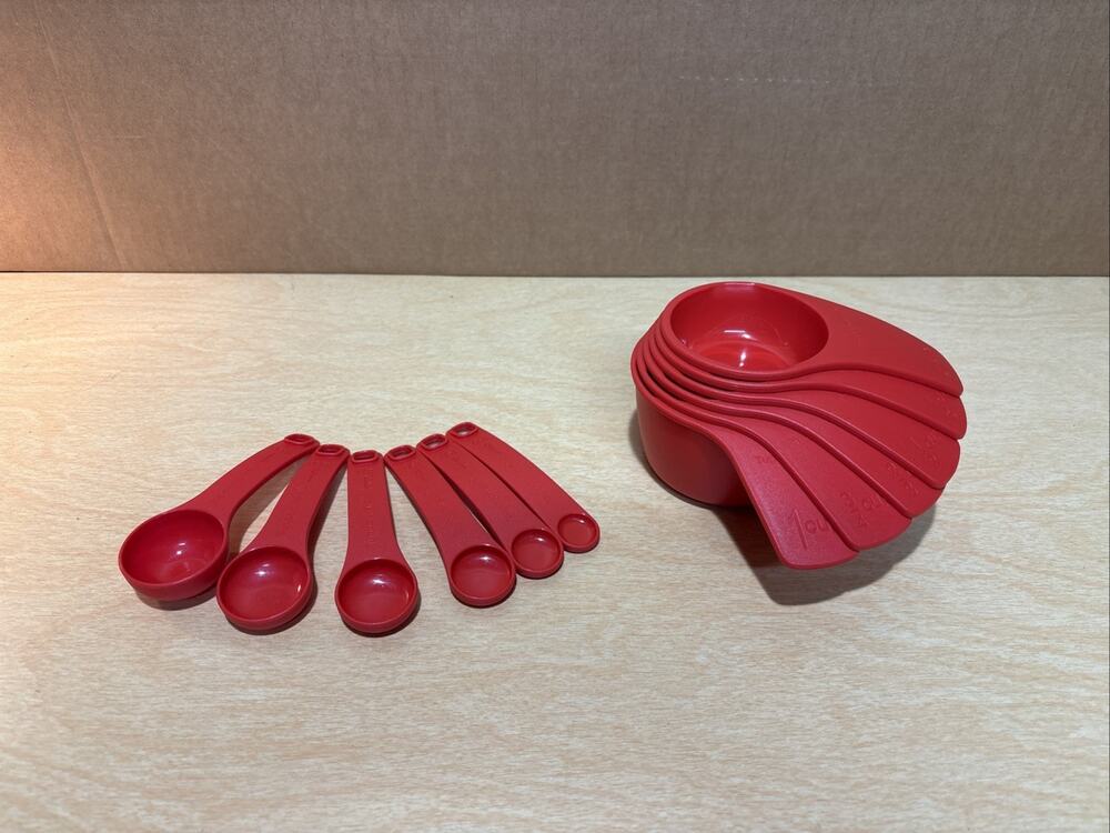 Tupperware Measuring Cups & Spoons Set -Chili Red